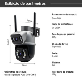 Icsee Black WiFi 4K – Câmera de Segurança Externa