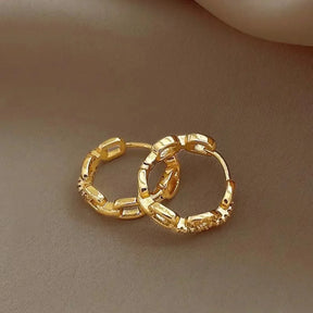 Brincos Femininos Entrelaçados em Ouro Genuíno 9999 24K